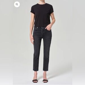AGOLDE RILEY HIGH RISE STRAIGHT CROP IN PANORAMIC Black Size 30